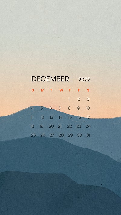 Mountain December monthly calendar iPhone | Free PSD - rawpixel