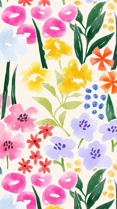 Cute flower pattern mobile wallpaper, | Free Photo - rawpixel