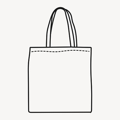 Canvas tote bag doodle drawing, eco-friendly product line art illustration