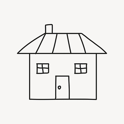 House clipart, black and white drawing design