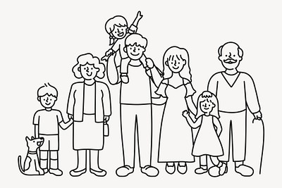 Extended Family Doodle Clipart, Character 