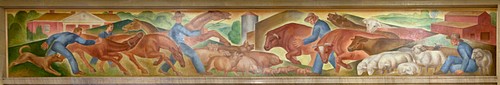 Murals, Louisville Murals-Stock Farming, by Frank Weathers Long at the Gene Snyder U.S Courthouse &amp; Custom House, Louisville, Kentucky (2011) by <a href="https://www.rawpixel.com/search/carol%20m.%20highsmith?sort=curated&amp;page=1">Carol M. Highsmith</a>. Original image from Library of Congress. Digitally enhanced by rawpixel.