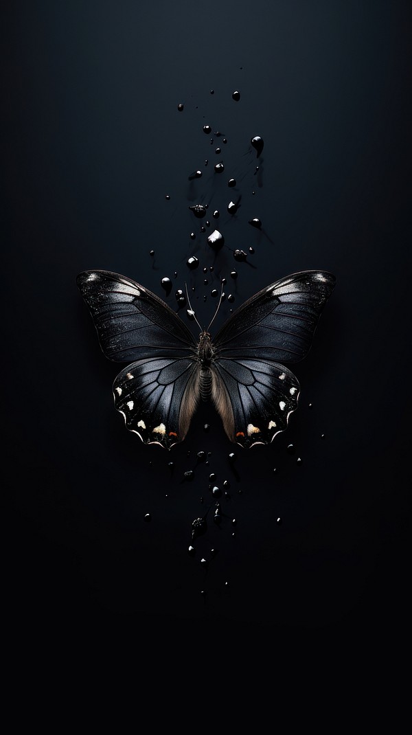 Black butterfly wallpaper black background | Premium Photo - rawpixel