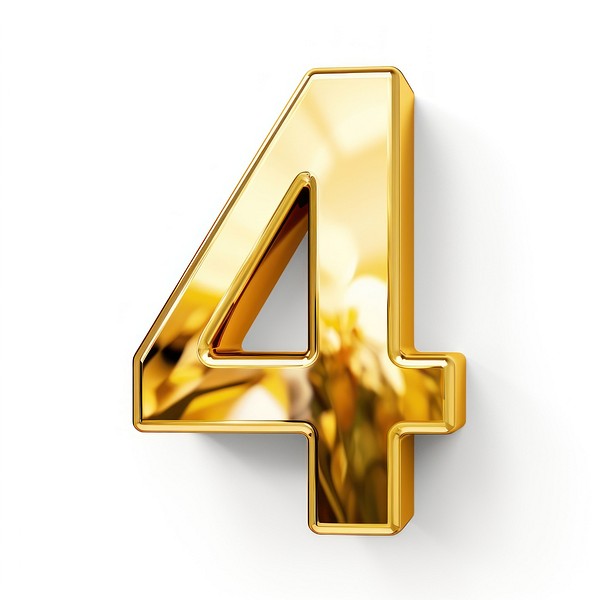 Number 4 shiny gold symbol | Free Photo Illustration - rawpixel