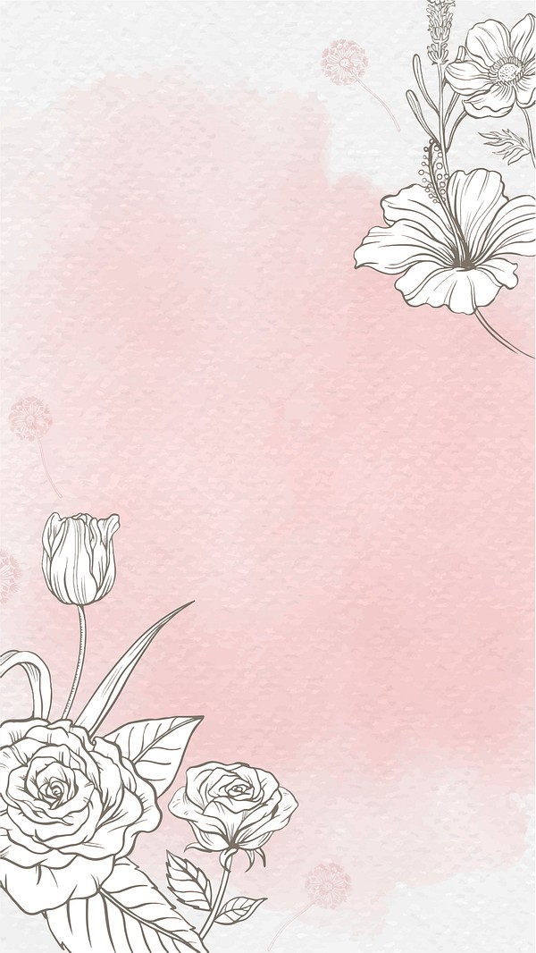 Flower watercolor phone wallpaper, pink | Free Vector - rawpixel