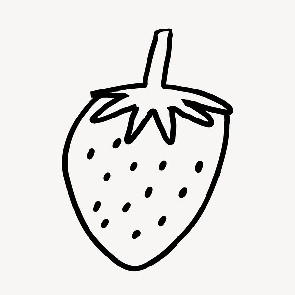 Strawberry doodle, cute illustration, white | Free Photo - rawpixel