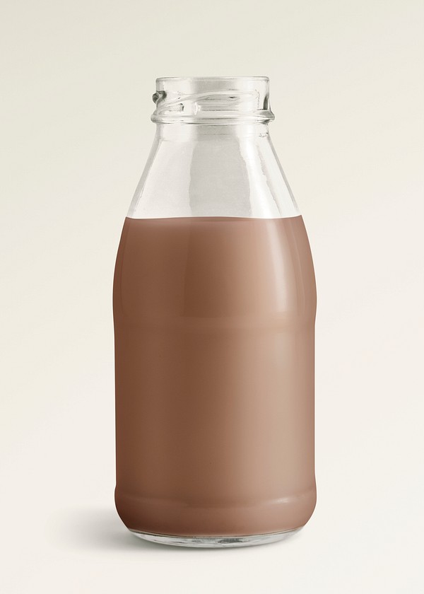 Fresh chocolate milk glass bottle Premium PSD rawpixel