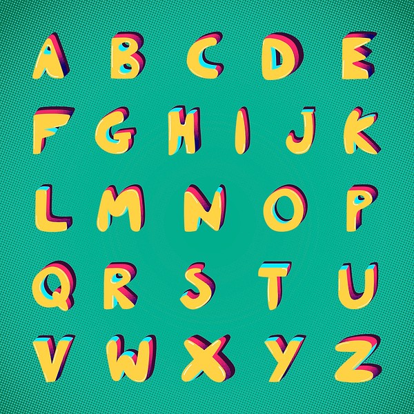 A-Z bold funky font alphabet | Free Photo - rawpixel