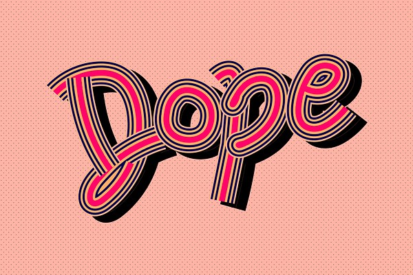 Handwritten Dope pink psd funky | Free PSD - rawpixel