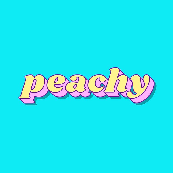 Peachy word funky typography vector | Free Vector - rawpixel