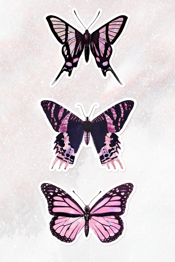 Pink holographic and glittery butterfly Premium PSD rawpixel