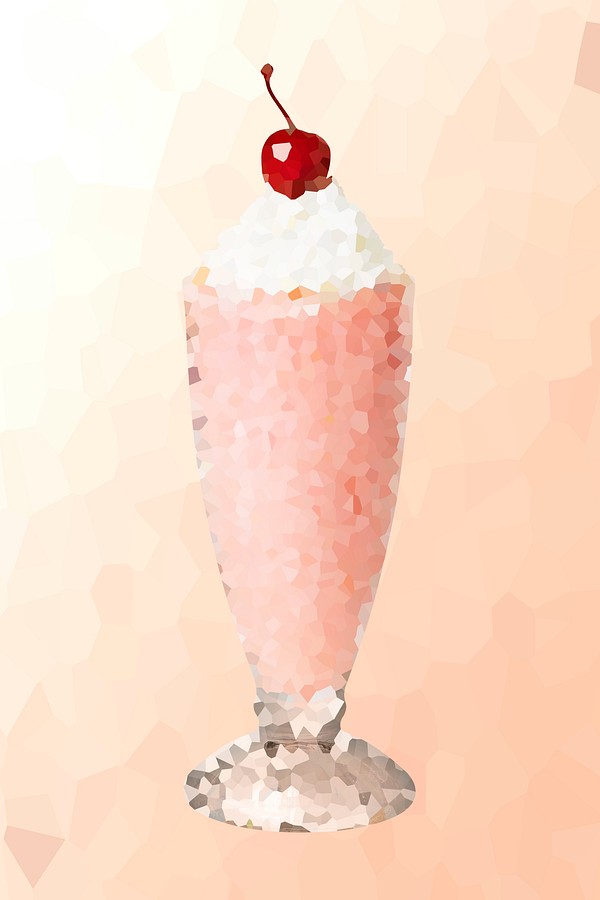 Crystallized style strawberry milkshake illustration | Free PSD - rawpixel