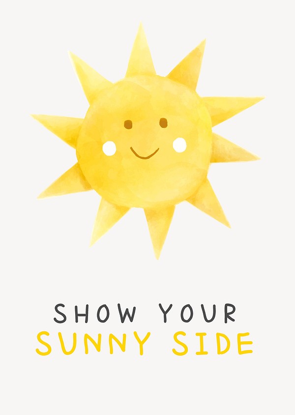 Cute sun poster template, watercolor | Premium Vector Template - rawpixel