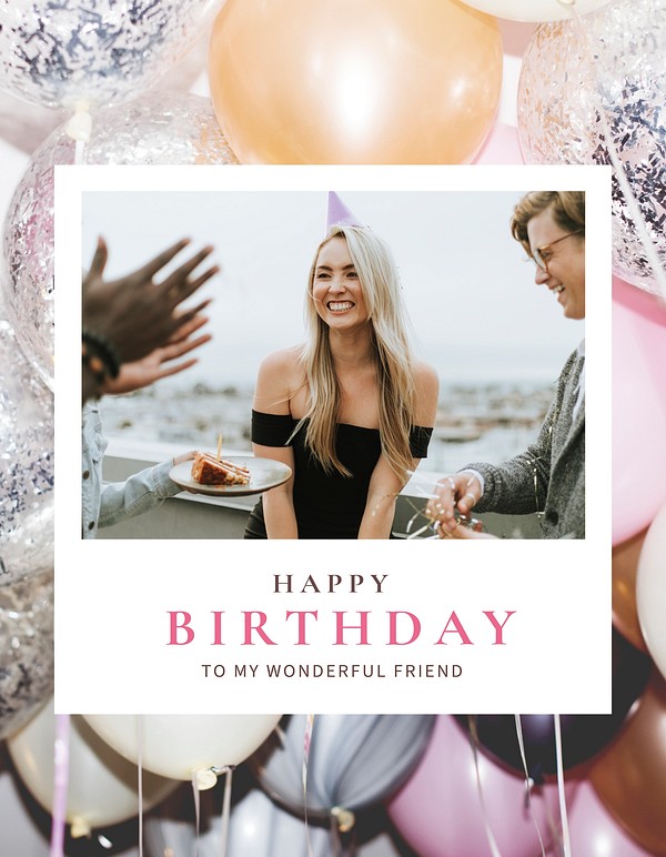 Feminine birthday flyer template, instant | Premium Vector Template ...