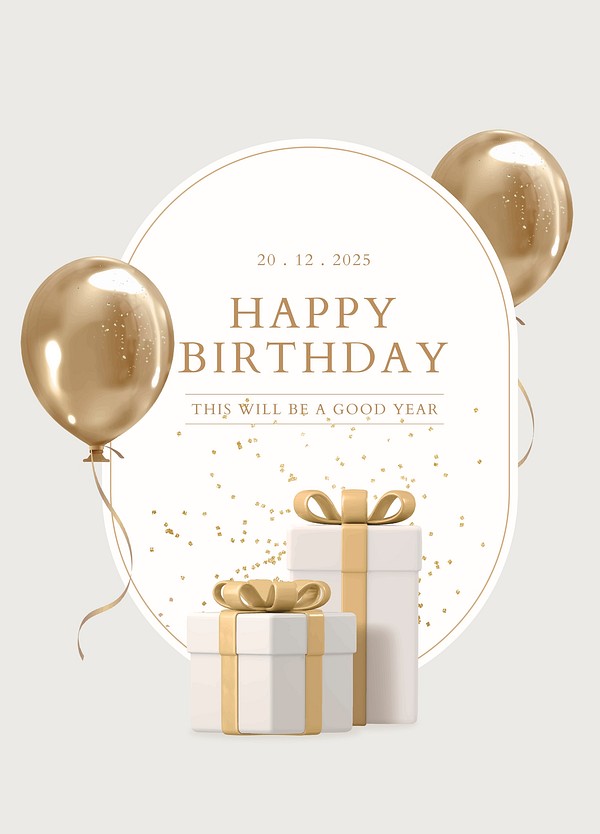 Gold birthday poster template, 3D | Premium PSD Template - rawpixel