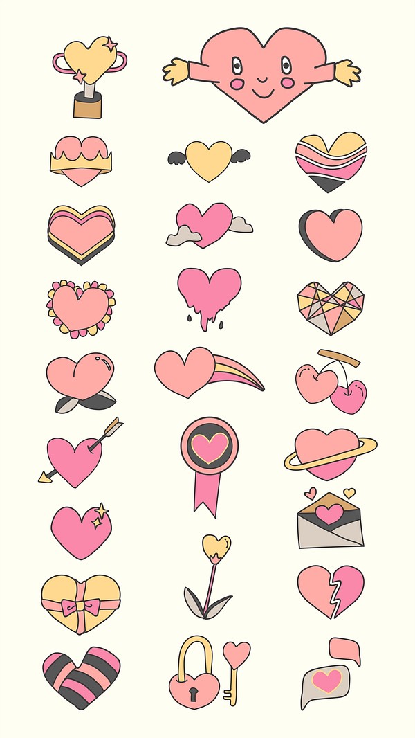 Pink heart design collection vector Free Vector rawpixel