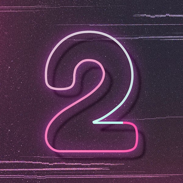 Pink neon glow number 2 | Premium Vector - rawpixel