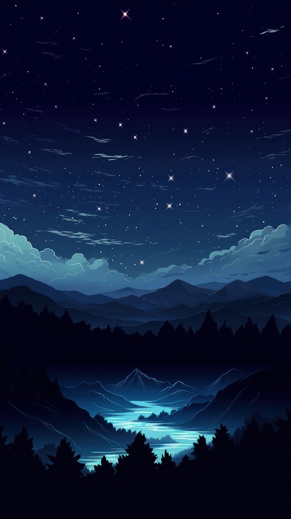 Midnight sky landscape outdoors nature | Premium Photo Illustration ...