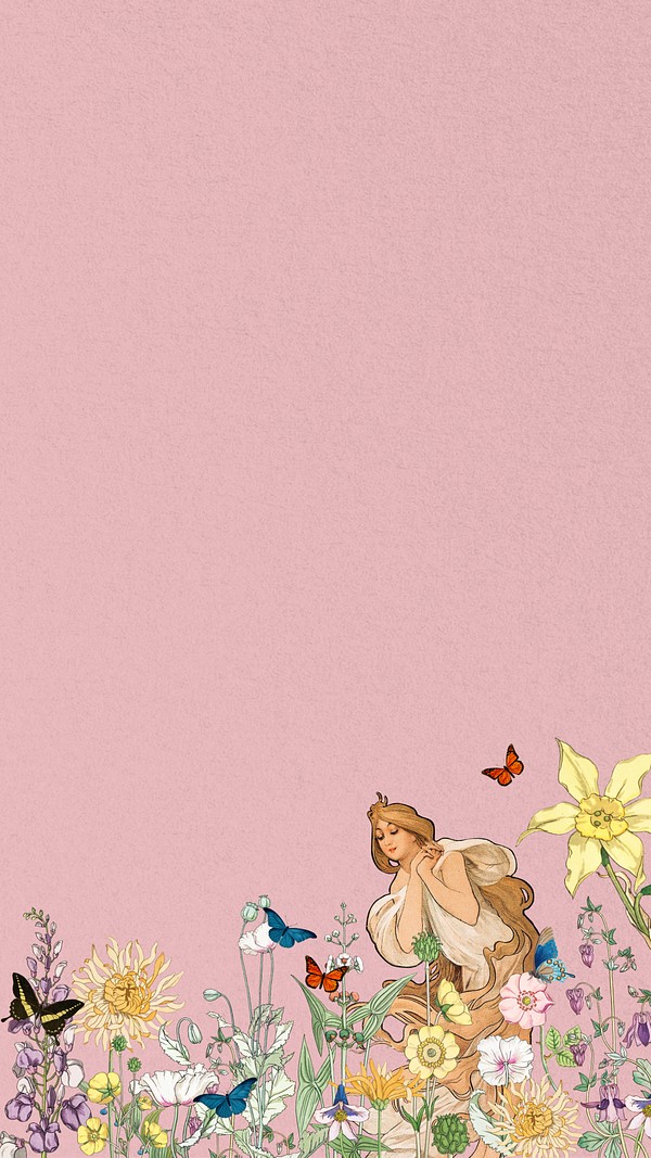 Pink flower border iPhone wallpaper, Premium Photo Illustration