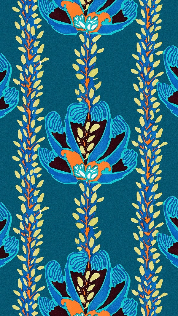 Art deco botanical mobile wallpaper, | Premium Photo Illustration