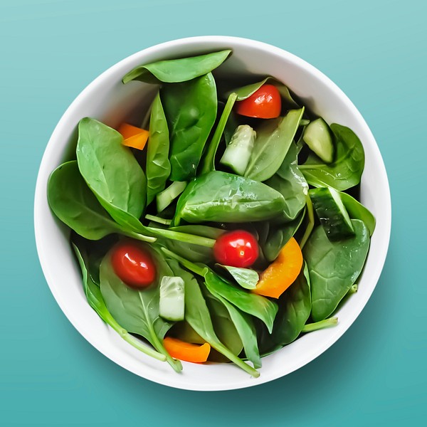 Spinach salad bowl, food photography Premium PSD rawpixel