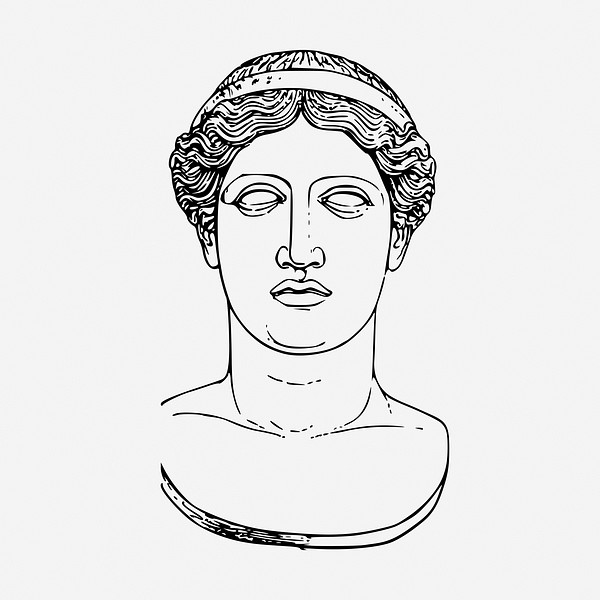 Ancient Greek Goddess Statue Illustration. 