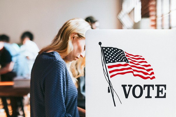 American At A Polling Booth 