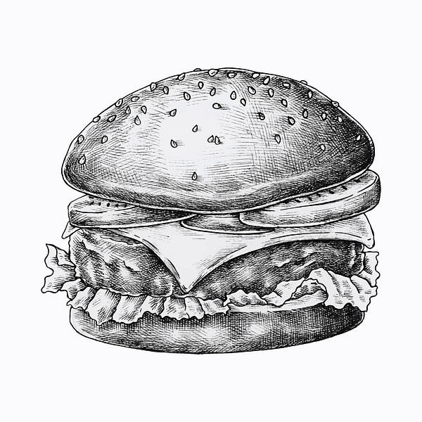 Hand drawn cheese burger vector | Premium Vector Illustration - rawpixel