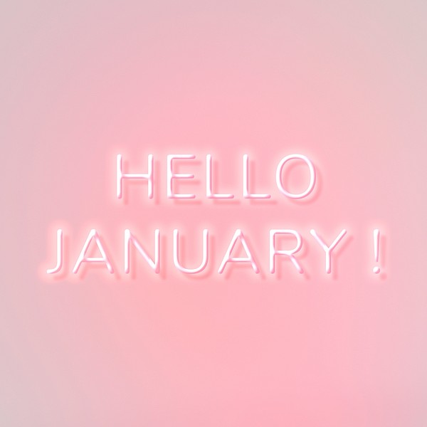 Hello January! pink neon text | Free Photo - rawpixel