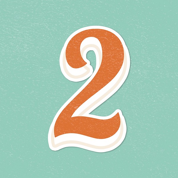 Number two retro bold font | Premium PSD - rawpixel
