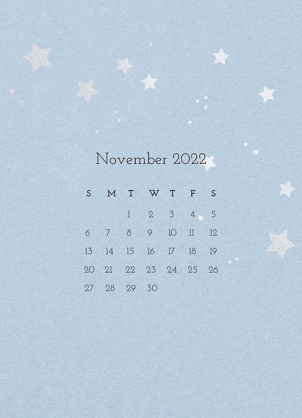 Cute November 2022 Calendar, Monthly 