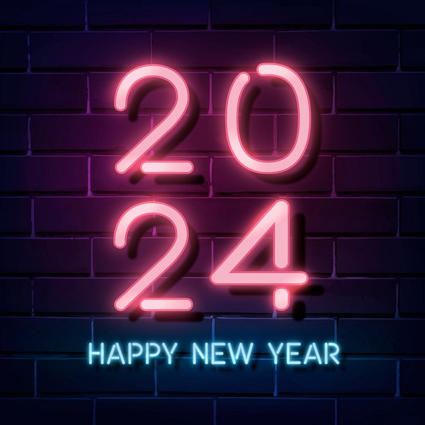 2024 pink neon happy new | Premium PSD - rawpixel