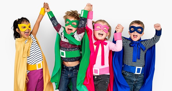 Superhero Kids Friendship Smiling Happiness | Premium PSD - rawpixel