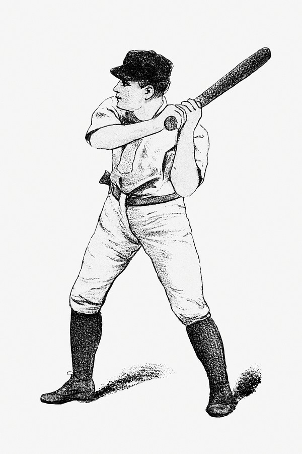 Vintage monochrome baseball player design | Premium PSD Illustration ...