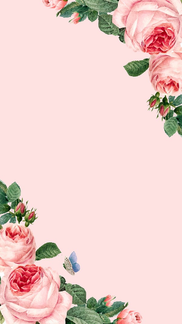 Hand drawn pink roses frame | Free Vector - rawpixel