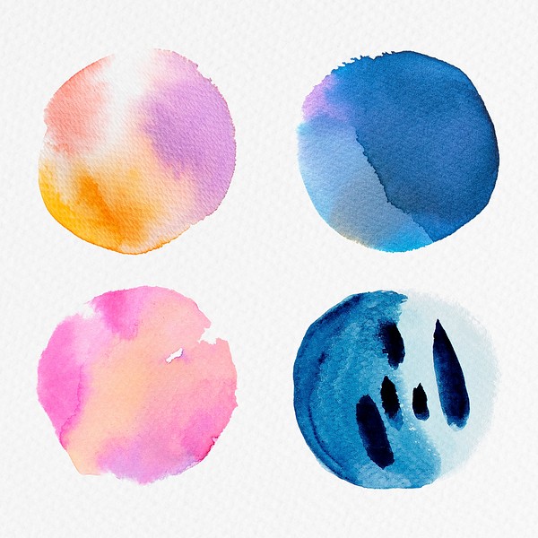Round colorful watercolor set illustration | Premium PSD - rawpixel