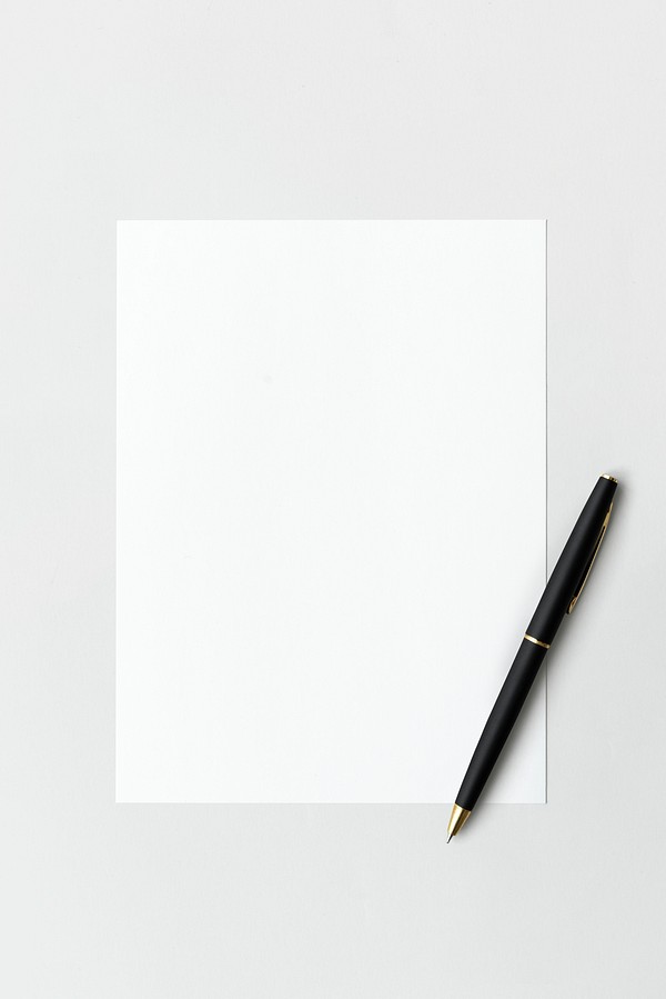 Blank White Paper Black Pen 