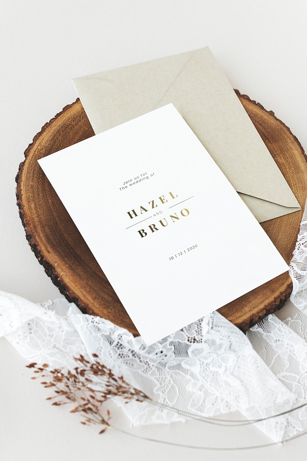 White wedding invitation card template | Premium PSD Mockup - rawpixel