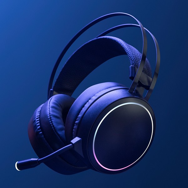 Blue headphones psd digital device | Premium PSD Mockup - rawpixel