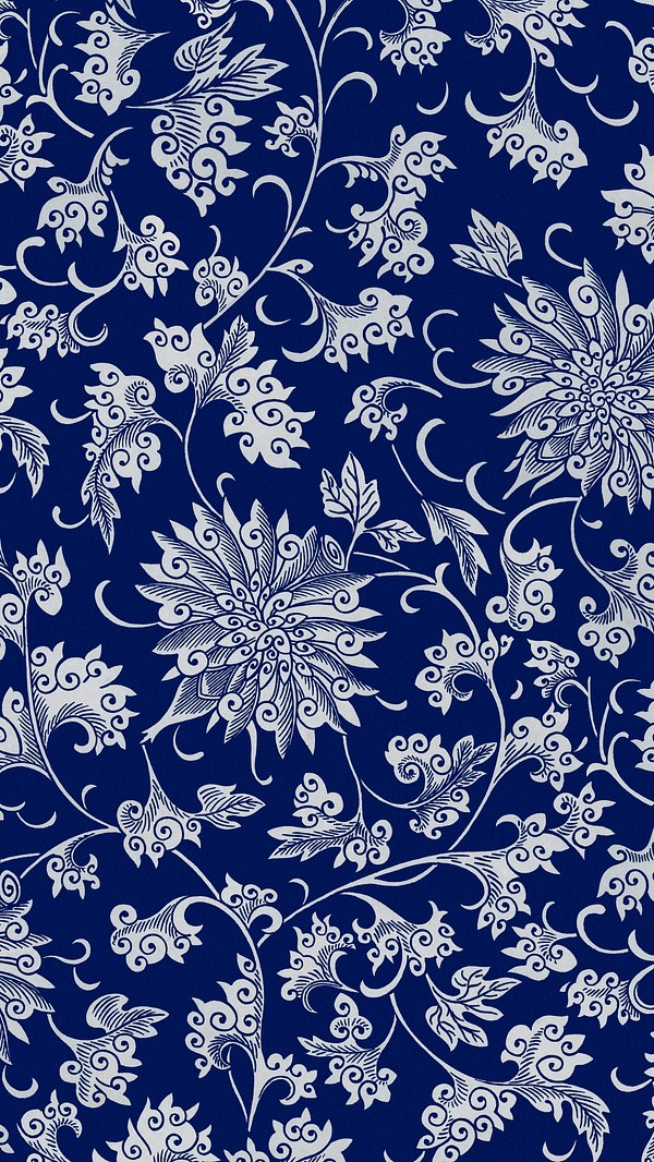 Blue flower mobile wallpaper, oriental | Premium Photo Illustration