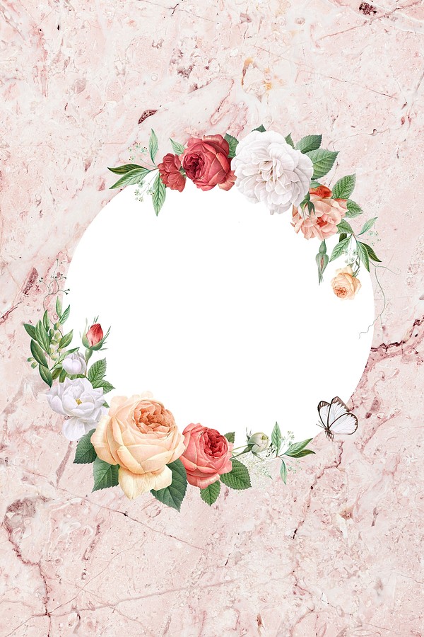 Floral round frame marble background | Premium PSD - rawpixel