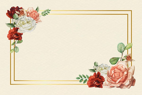 Floral gold frame beige background | Premium Vector - rawpixel