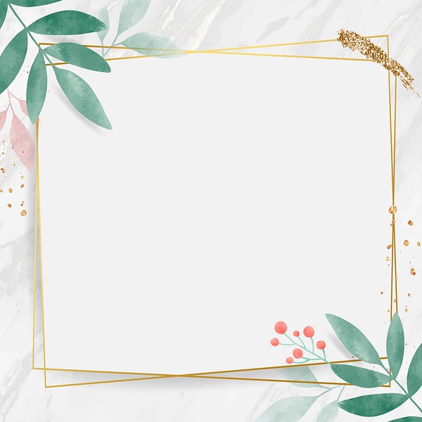 Golden rectangle watercolor leafy frame | Premium Vector - rawpixel