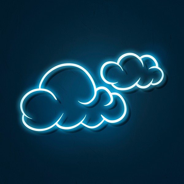 Blue neon clouds sticker overlay | Premium PSD - rawpixel