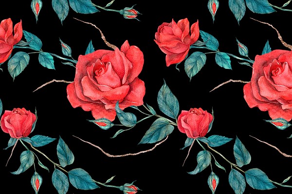 Blooming red rose pattern psd | Premium PSD - rawpixel