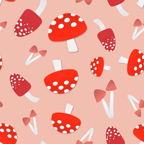 Mushroom seamless pattern background, cute | Premium PSD - rawpixel