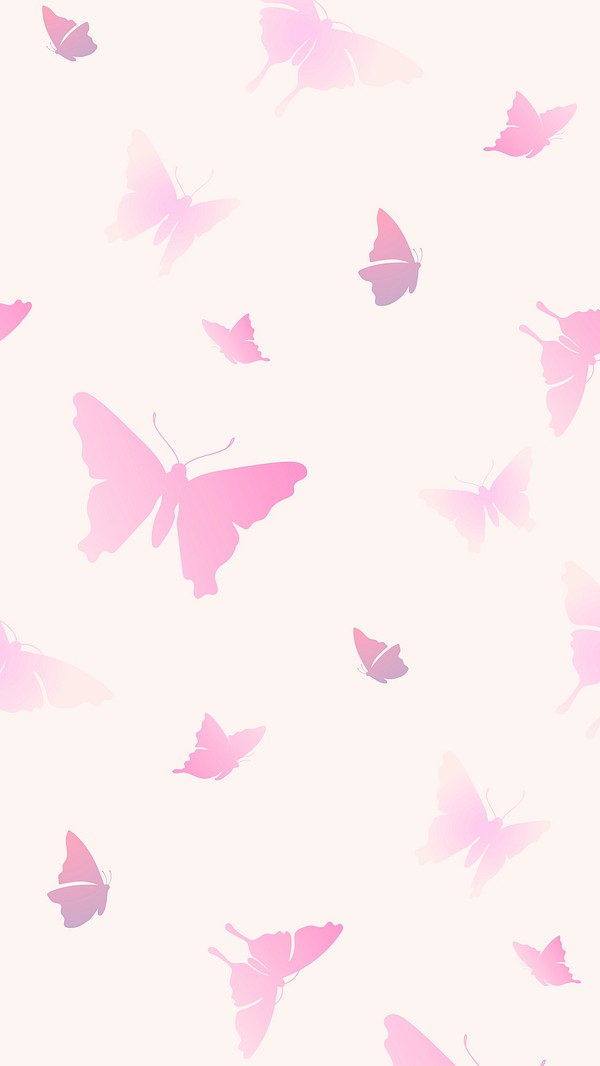 Butterfly mobile wallpaper, pink beautiful | Free Photo - rawpixel