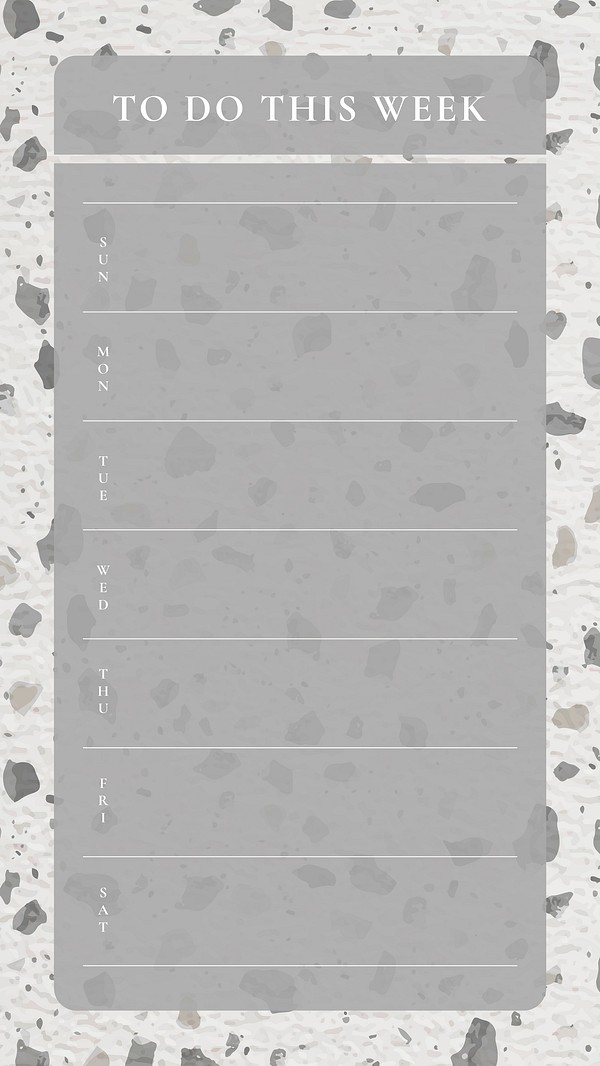 Weekly planner template, terrazzo background, | Premium Vector Template ...