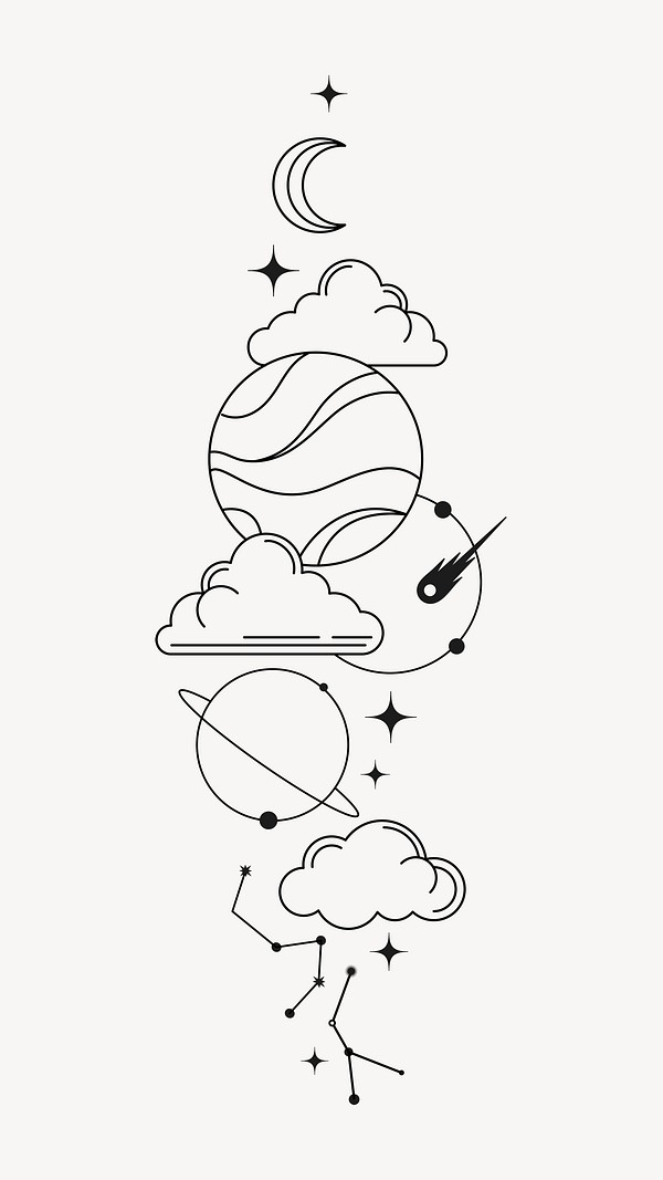 Celestial line art phone wallpaper, Premium Vector rawpixel