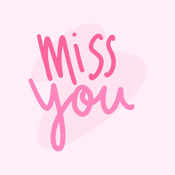 Miss you typography vector pink | Premium Vector - rawpixel